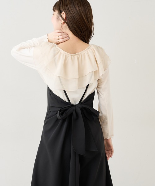 natural couture(ナチュラルクチュール)の「【WEB限定】osonoシアーフリルデザインカットプルオーバー(Tシャツ/カットソー・レディース・ブラック/ベージュ/オフホワイト/モカ・FREE)」の16枚目の写真