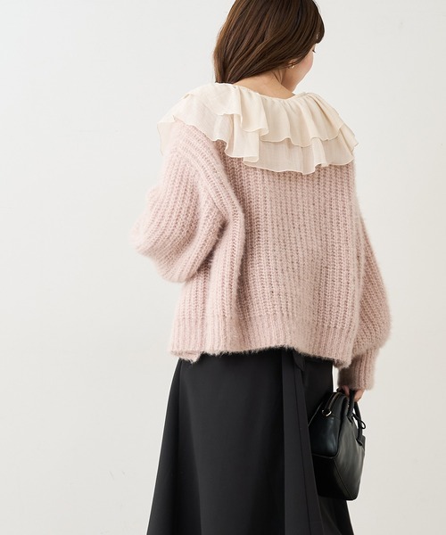natural couture(ナチュラルクチュール)の「【WEB限定】osonoシアーフリルデザインカットプルオーバー(Tシャツ/カットソー・レディース・ブラック/ベージュ/オフホワイト/モカ・FREE)」の19枚目の写真