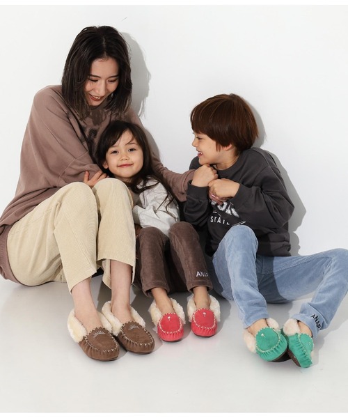 anap mimpi（アナップミンピ）の「【KIDS】パームツリー刺繍モカシンシューズ（モカシン/デッキシューズ・キッズ・ピンク/ラベンダー/ターコイズブルー/グレイッシュベージュ・16/17/18/19）」の9枚目の写真