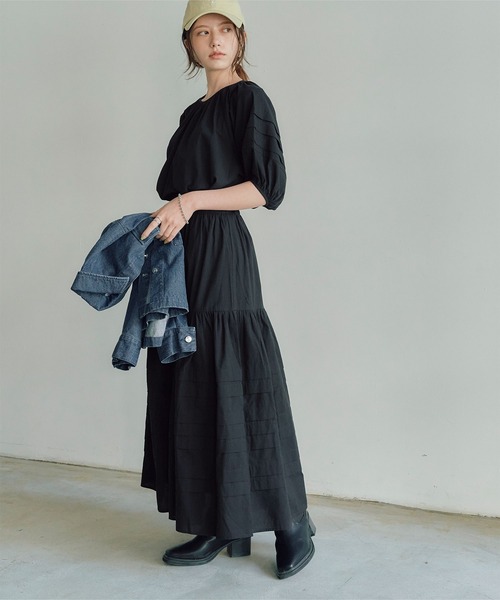 titivate（ティティベイト）の「ﾃﾞｻﾞｲﾝﾀｯｸﾎﾞﾘｭｰﾑｽｶｰﾄ（スカート・レディース・オフホワイト/パープル/オレンジ/ブラック・M/L/S）」の18枚目の写真