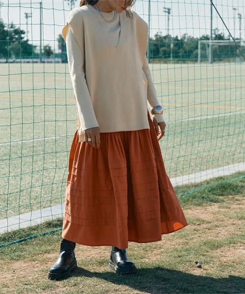 titivate（ティティベイト）の「ﾃﾞｻﾞｲﾝﾀｯｸﾎﾞﾘｭｰﾑｽｶｰﾄ（スカート・レディース・オフホワイト/パープル/オレンジ/ブラック・M/L/S）」の20枚目の写真