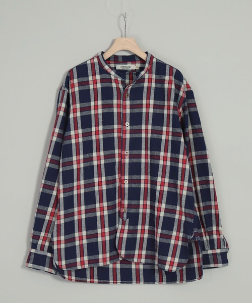 [OMNIGOD mens / オムニゴッド]　オリジナルインディゴフランネル クラシックスタンドカラーシャツ