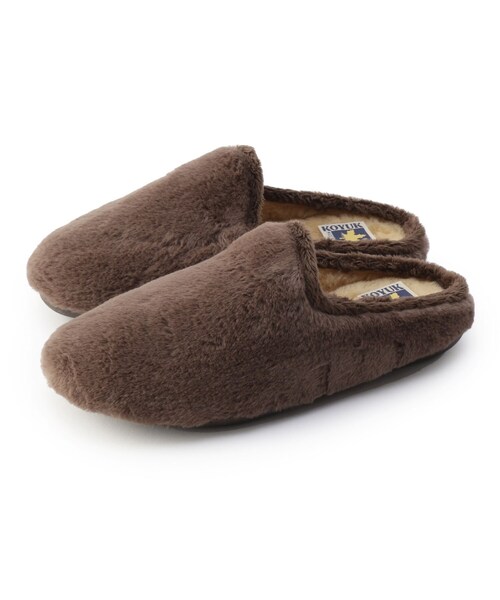 Dessin（デッサン）の「KOYUK　ファーサボ（サンダル・レディース・ダークブラウン/グレー・01/02）」の2枚目の写真