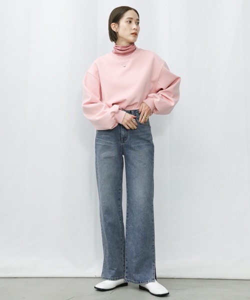 select MOCA(セレクトモカ)の「サイドスリットテーパードデニムパンツ(デニムパンツ・レディース・インディゴブルー/ライトインディゴブルー・SMALL/MEDIUM/LARGE)」の3枚目の写真