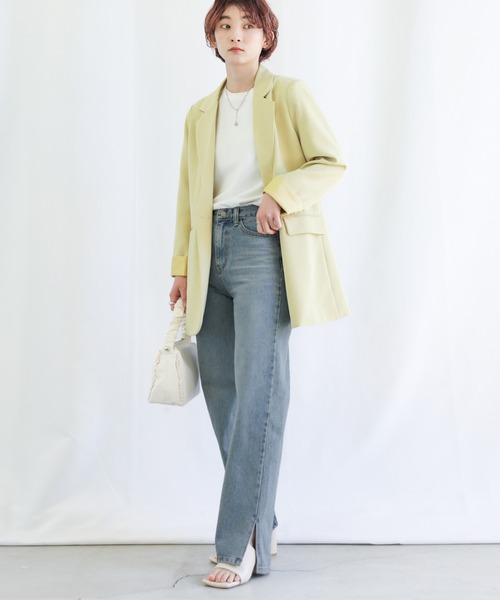 select MOCA(セレクトモカ)の「サイドスリットテーパードデニムパンツ(デニムパンツ・レディース・インディゴブルー/ライトインディゴブルー・SMALL/MEDIUM/LARGE)」の4枚目の写真