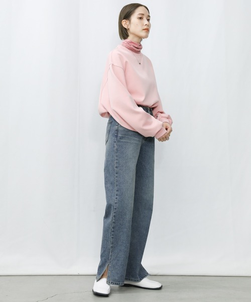 select MOCA(セレクトモカ)の「サイドスリットテーパードデニムパンツ(デニムパンツ・レディース・インディゴブルー/ライトインディゴブルー・SMALL/MEDIUM/LARGE)」の5枚目の写真