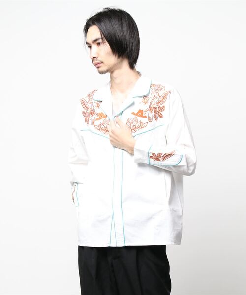 チャイハネ（チャイハネ）の「【チャイハネ】刺繍MEN'Sウエスタンシャツ（シャツ/ブラウス・メンズ・ベージュ/ターコイズブルー/グリーン/ブラック/オレンジ/ホワイト/パープル・FREE）」の13枚目の写真