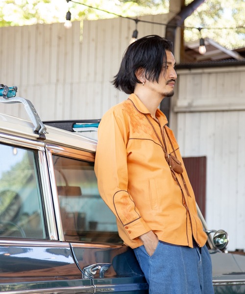 チャイハネ（チャイハネ）の「【チャイハネ】刺繍MEN'Sウエスタンシャツ（シャツ/ブラウス・メンズ・ベージュ/ターコイズブルー/グリーン/ブラック/オレンジ/ホワイト/パープル・FREE）」の10枚目の写真