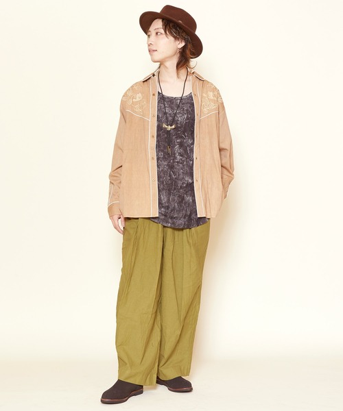 チャイハネ（チャイハネ）の「【チャイハネ】刺繍MEN'Sウエスタンシャツ（シャツ/ブラウス・メンズ・ベージュ/ターコイズブルー/グリーン/ブラック/オレンジ/ホワイト/パープル・FREE）」の21枚目の写真