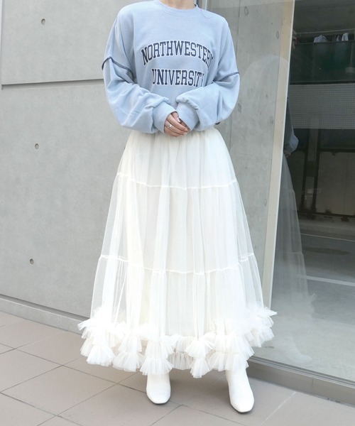 CORNERS(コーナーズ)の「チュールティアードスカート(スカート・レディース・グレー/アイボリー/ブラック/チャコールグレー/レッド/サックスブルー/ピンク/ラベンダー/ミント/ブラウン・M)」の15枚目の写真