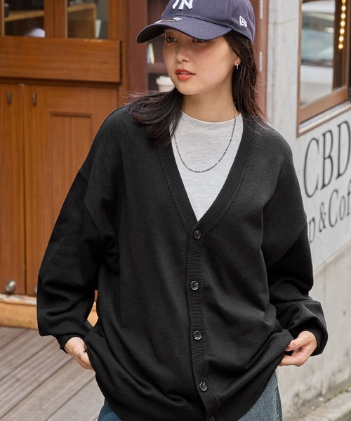 ハイゲージカラーリングニットオーバールーズカーディガン