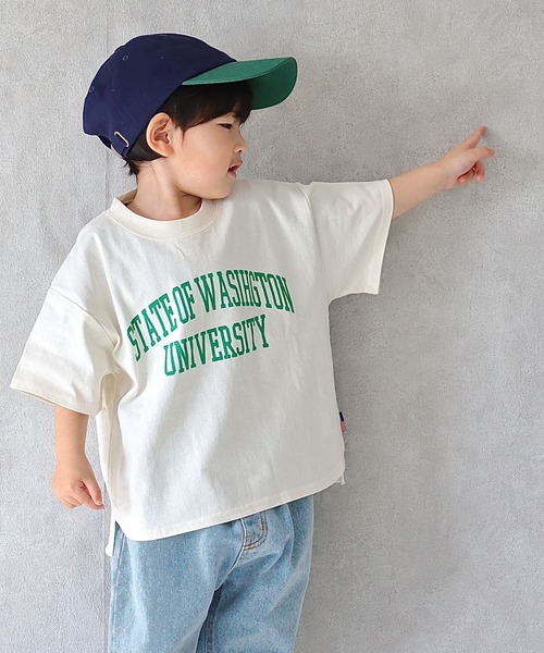 CIAOPANIC TYPY（チャオパニックティピー）の「【KIDS】USAカレッジTee（Tシャツ/カットソー・キッズ・アイボリー/ネイビー/イエロー・SMALL/MEDIUM/LARGE/X-LARGE/XX-LARGE）」の2枚目の写真