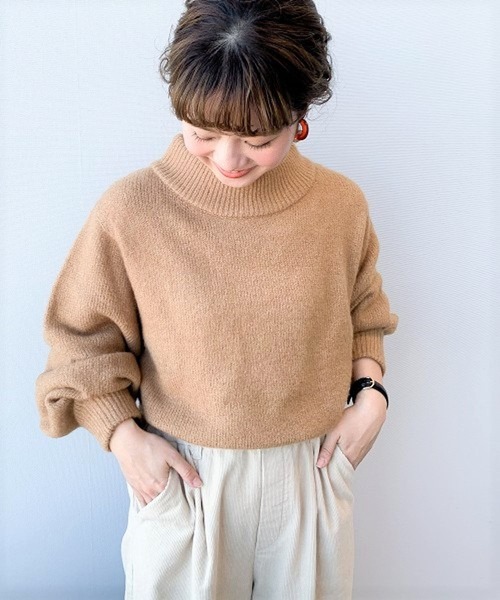 studio CLIP（スタディオクリップ）の「【WEB限定】洗える5ゲージハイネックプルオーバー（ニット/セーター・レディース・ピンク/グリーン/アイボリー/キャメル/チャコール・MEDIUM/LARGE）」の4枚目の写真