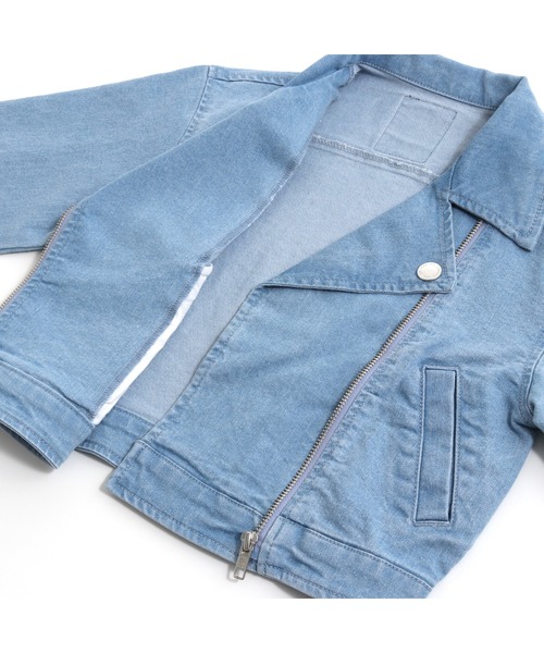 JENNI love（ジェニィラブ）の「ライダース風デニムGジャン（デニムジャケット・キッズ・オフホワイト/サックスブルー・130cm/140cm/150cm/160cm）」の12枚目の写真