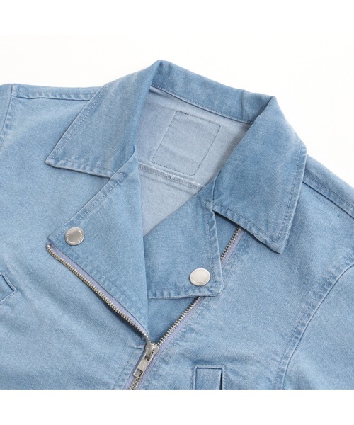 JENNI love（ジェニィラブ）の「ライダース風デニムGジャン（デニムジャケット・キッズ・オフホワイト/サックスブルー・130cm/140cm/150cm/160cm）」の18枚目の写真