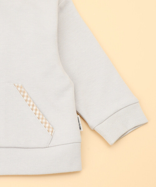 COMME CA ISM(コムサイズム)の「ギンガムチェック使い パーカ(80・90cm)(パーカー・キッズ・ベージュ/ネイビー・80cm/90cm)」の7枚目の写真