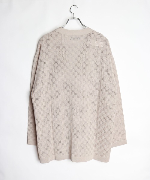 WESTSEA(ウエストシー)の「12G 麻タッチ 透かしメッシュ編み ルーズサイズ Vカーディガン(カーディガン/ボレロ・メンズ・ブラック/ベージュ/パープル/ブルー/グリーン/レッド/チャコール・M/L/S)」の17枚目の写真