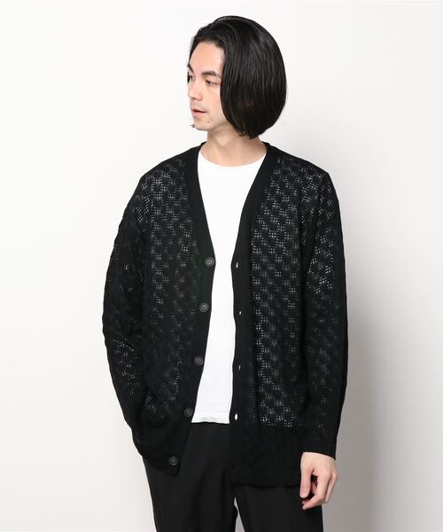 WESTSEA(ウエストシー)の「12G 麻タッチ 透かしメッシュ編み ルーズサイズ Vカーディガン(カーディガン/ボレロ・メンズ・ブラック/ベージュ/パープル/ブルー/グリーン/レッド/チャコール・M/L/S)」の22枚目の写真