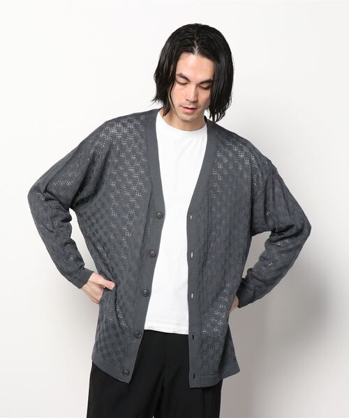WESTSEA(ウエストシー)の「12G 麻タッチ 透かしメッシュ編み ルーズサイズ Vカーディガン(カーディガン/ボレロ・メンズ・ブラック/ベージュ/パープル/ブルー/グリーン/レッド/チャコール・M/L/S)」の20枚目の写真