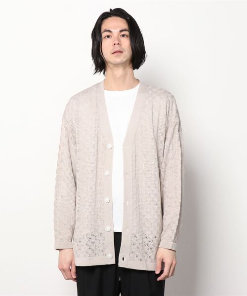 WESTSEA(ウエストシー)の「12G 麻タッチ 透かしメッシュ編み ルーズサイズ Vカーディガン(カーディガン/ボレロ・メンズ・ブラック/ベージュ/パープル/ブルー/グリーン/レッド/チャコール・M/L/S)」の21枚目の写真