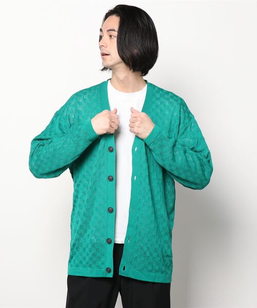 WESTSEA(ウエストシー)の「12G 麻タッチ 透かしメッシュ編み ルーズサイズ Vカーディガン(カーディガン/ボレロ・メンズ・ブラック/ベージュ/パープル/ブルー/グリーン/レッド/チャコール・M/L/S)」の22枚目の写真