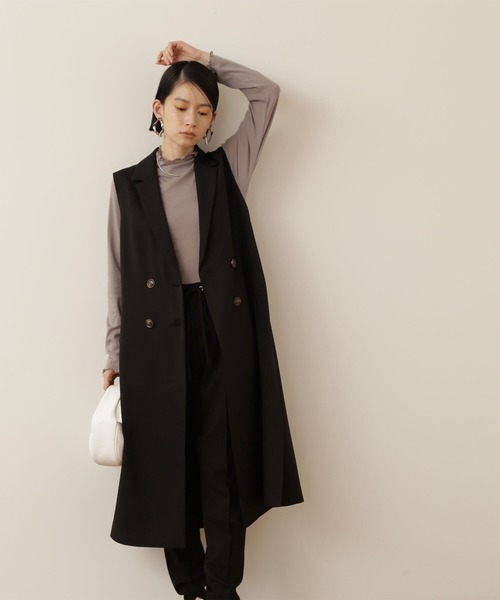 NATURAL BEAUTY BASIC（ナチュラルビューティーベーシック）の「リネンライクロングジレ（ベスト・レディース・ブラック/ベージュ・MEDIUM）」の11枚目の写真