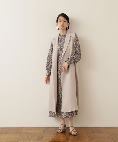 NATURAL BEAUTY BASIC（ナチュラルビューティーベーシック）の「リネンライクロングジレ（ベスト・レディース・ブラック/ベージュ・MEDIUM）」の20枚目の写真