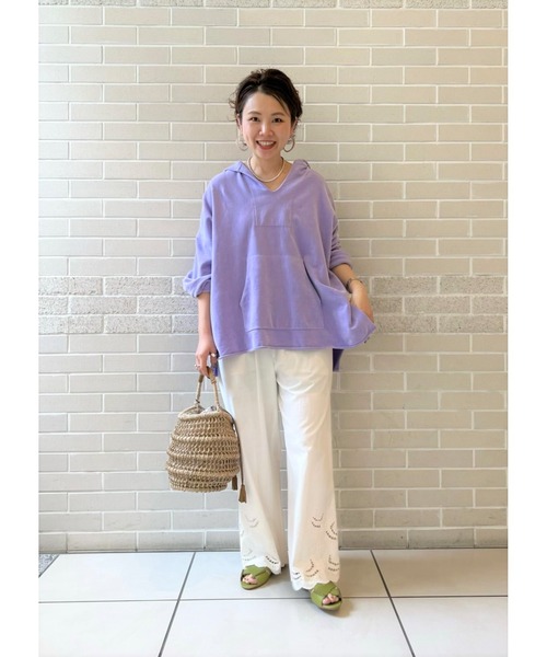 SALON adam et rope'（サロン アダム エ ロペ）の「【洗える】裾スカラップパンツ（その他パンツ・レディース・ホワイト/ブラック・FREE）」の3枚目の写真