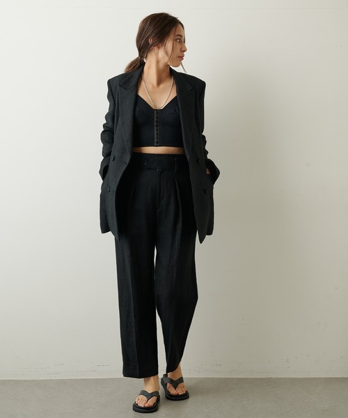 Whim Gazette（ウィムガゼット）の「リネンジャケット（テーラードジャケット・レディース・ブラック/ベージュ・FREE）」の18枚目の写真