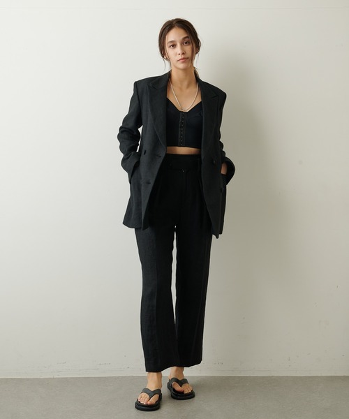 Whim Gazette（ウィムガゼット）の「リネンジャケット（テーラードジャケット・レディース・ブラック/ベージュ・FREE）」の19枚目の写真