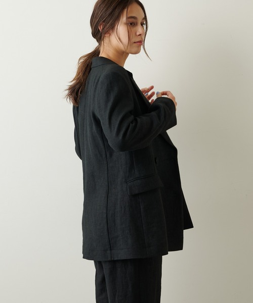 Whim Gazette（ウィムガゼット）の「リネンジャケット（テーラードジャケット・レディース・ブラック/ベージュ・FREE）」の16枚目の写真