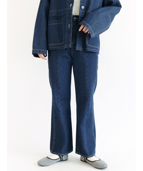 ehka sopo（エヘカソポ）の「レースアップデニムパンツ（デニムパンツ・レディース・ブラック/ネイビー/ブルー・ﾌﾘ-）」の3枚目の写真