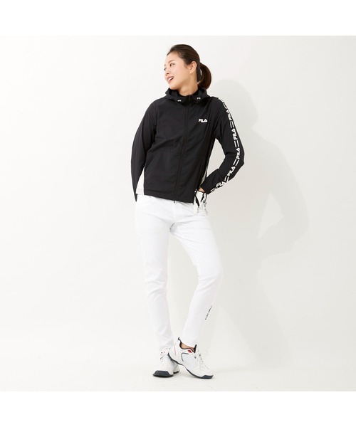 FILA GOLF(フィラゴルフ )の「FILA GOLF/フィラゴルフ ストレッチ ハイネックフード ポケッタブルジャケット/撥水加工 収納袋付き/ゴルフウェア/レディース(その他アウター・レディース・ブルー/ブラック・L/LL/M)」の7枚目の写真