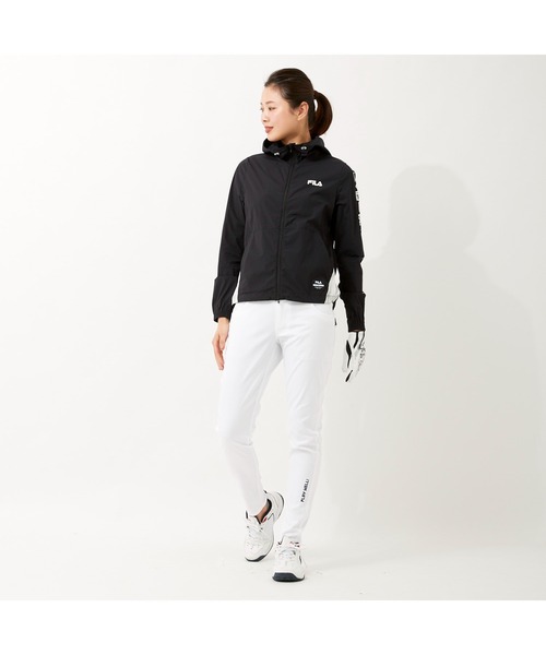 FILA GOLF(フィラゴルフ )の「FILA GOLF/フィラゴルフ ストレッチ ハイネックフード ポケッタブルジャケット/撥水加工 収納袋付き/ゴルフウェア/レディース(その他アウター・レディース・ブルー/ブラック・L/LL/M)」の8枚目の写真