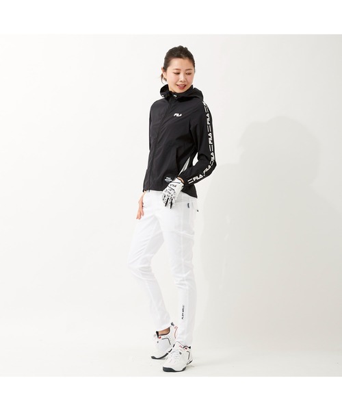 FILA GOLF(フィラゴルフ )の「FILA GOLF/フィラゴルフ ストレッチ ハイネックフード ポケッタブルジャケット/撥水加工 収納袋付き/ゴルフウェア/レディース(その他アウター・レディース・ブルー/ブラック・L/LL/M)」の9枚目の写真