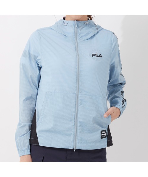 FILA GOLF(フィラゴルフ )の「FILA GOLF/フィラゴルフ ストレッチ ハイネックフード ポケッタブルジャケット/撥水加工 収納袋付き/ゴルフウェア/レディース(その他アウター・レディース・ブルー/ブラック・L/LL/M)」の16枚目の写真