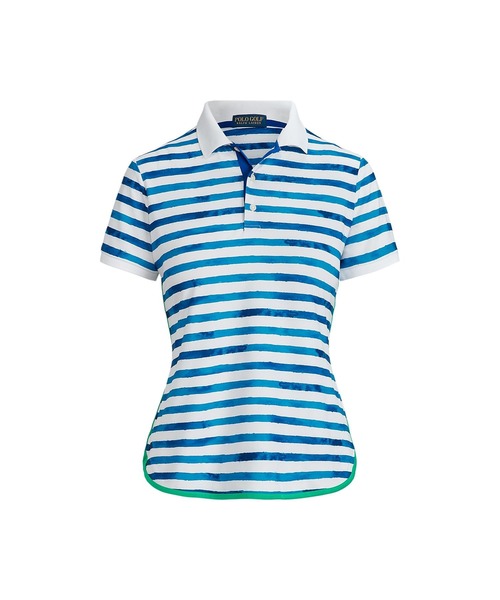 ストライプド パフォーマンス ジャージー ポロシャツ