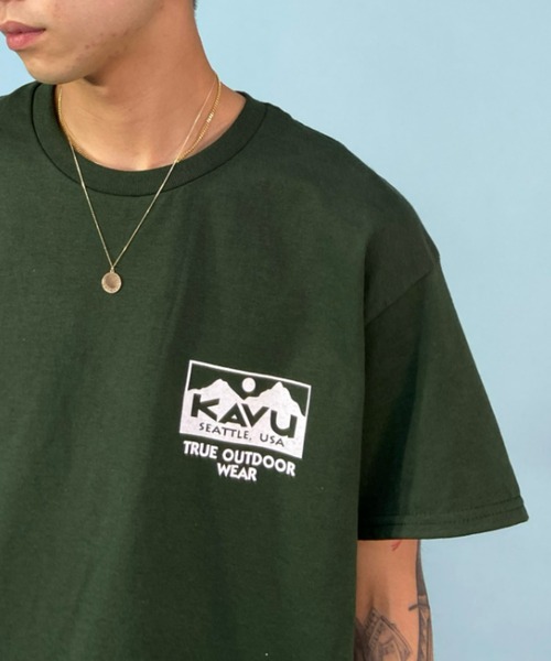 KAVU(カブー)の「KAVU/カブー トゥルーロゴ ルーズシルエット バックプリントTシャツ 19821630(Tシャツ/カットソー・メンズ・グリーン/オフホワイト/ホワイト/ネイビー/ダークグリーン/ブラック・L/XL/M)」の4枚目の写真