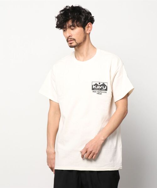 KAVU(カブー)の「KAVU/カブー トゥルーロゴ ルーズシルエット バックプリントTシャツ 19821630(Tシャツ/カットソー・メンズ・グリーン/オフホワイト/ホワイト/ネイビー/ダークグリーン/ブラック・L/XL/M)」の8枚目の写真