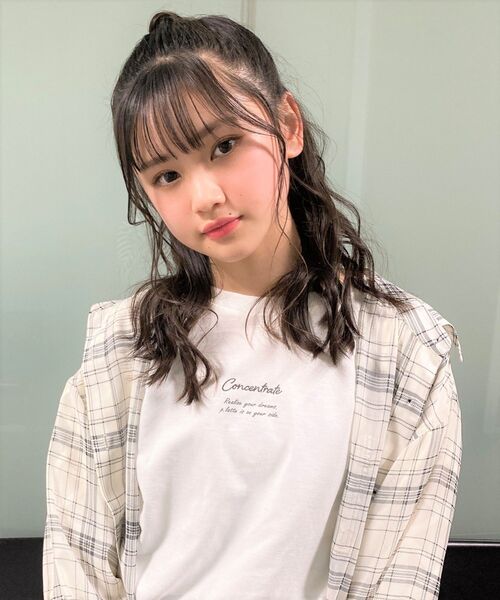 PINK-latte（ピンクラテ）の「◆シアーチェックシャツ（シャツ/ブラウス・キッズ・ホワイト系4/サックスブルー系1/ブラック系1・16/14/15 ）」の16枚目の写真