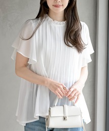 rps | フリルネックフレアー袖プリーツブラウス(シャツ/ブラウス)