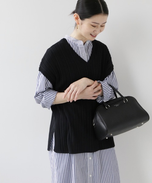 JOURNAL STANDARD relume（ジャーナルスタンダード　レリューム）の「コットンビスコースランダムリブベスト（ベスト・レディース・ブラック/ブラウン/ナチュラル・FREE）」の2枚目の写真