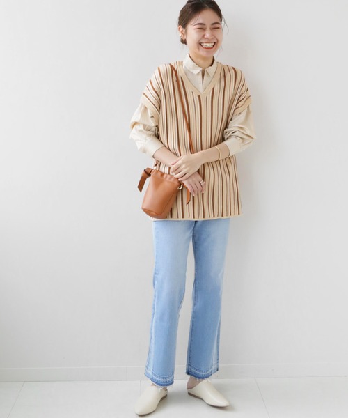 JOURNAL STANDARD relume（ジャーナルスタンダード　レリューム）の「コットンビスコースランダムリブベスト（ベスト・レディース・ブラック/ブラウン/ナチュラル・FREE）」の12枚目の写真