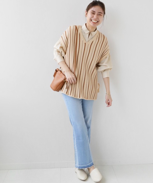 JOURNAL STANDARD relume（ジャーナルスタンダード　レリューム）の「コットンビスコースランダムリブベスト（ベスト・レディース・ブラック/ブラウン/ナチュラル・FREE）」の13枚目の写真