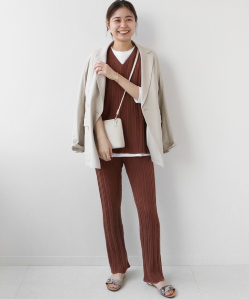 JOURNAL STANDARD relume（ジャーナルスタンダード　レリューム）の「コットンビスコースランダムリブベスト（ベスト・レディース・ブラック/ブラウン/ナチュラル・FREE）」の20枚目の写真