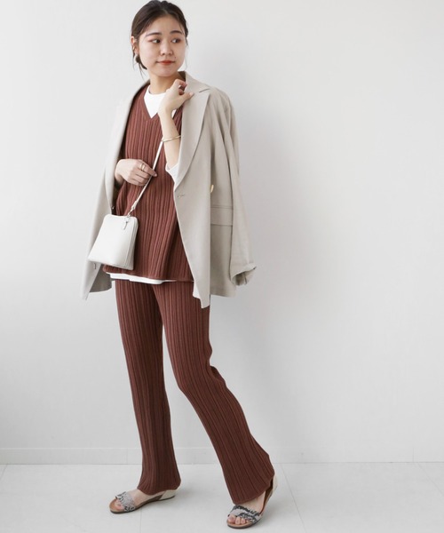 JOURNAL STANDARD relume（ジャーナルスタンダード　レリューム）の「コットンビスコースランダムリブベスト（ベスト・レディース・ブラック/ブラウン/ナチュラル・FREE）」の22枚目の写真