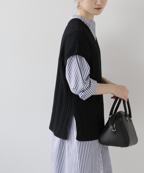 JOURNAL STANDARD relume（ジャーナルスタンダード　レリューム）の「コットンビスコースランダムリブベスト（ベスト・レディース・ブラック/ブラウン/ナチュラル・FREE）」の10枚目の写真