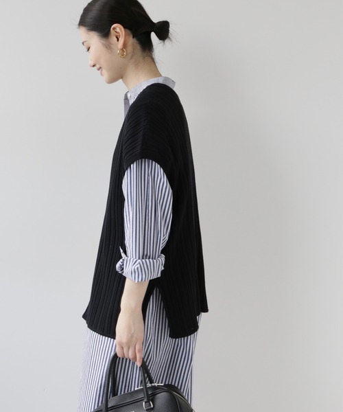 JOURNAL STANDARD relume（ジャーナルスタンダード　レリューム）の「コットンビスコースランダムリブベスト（ベスト・レディース・ブラック/ブラウン/ナチュラル・FREE）」の9枚目の写真