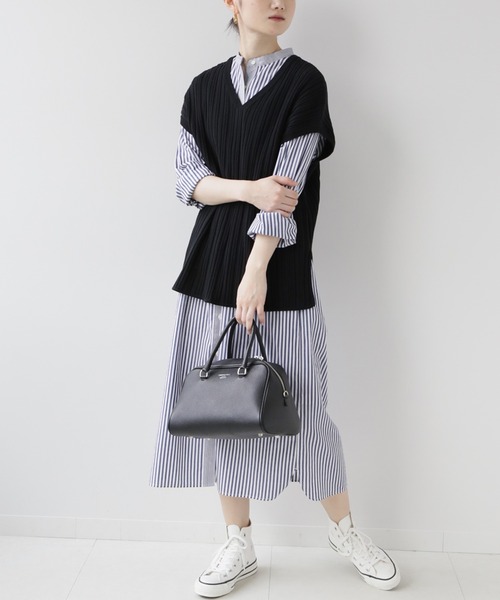 JOURNAL STANDARD relume（ジャーナルスタンダード　レリューム）の「コットンビスコースランダムリブベスト（ベスト・レディース・ブラック/ブラウン/ナチュラル・FREE）」の4枚目の写真