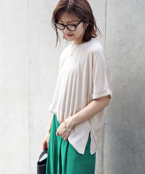 SLOBE IENA（スローブイエナ）の「袖ターンバックTEE◆（Tシャツ/カットソー・レディース・グレー系その他/ブラック/グリーン/ブラウン・FREE）」の21枚目の写真